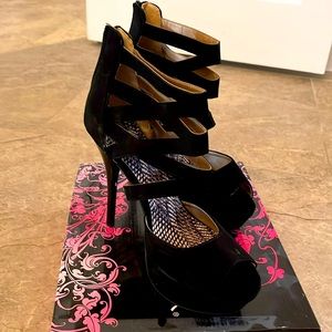 Black suede strappy stiletto